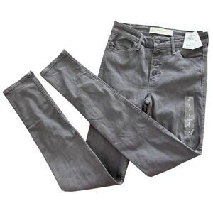 Abercrombie Fitch Gray High Rise Button Fly Skinny Jeans Womens Size 0 25